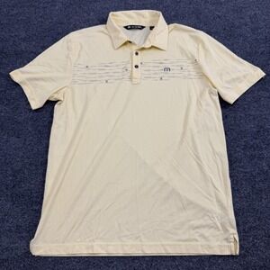 Travis Mathew Polo Mens Large Yellow Palm Tree Golf Short Sleeve Travis Mathew